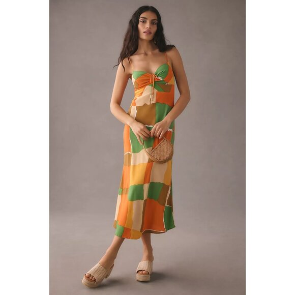 Faithfull The Brand NWT Tempio Midi Dress Costa Smeralda Print Size US 8 - Picture 1 of 10